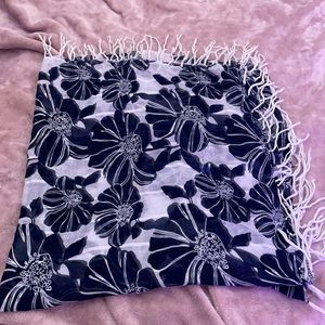 Navy Blue Floral Scarf